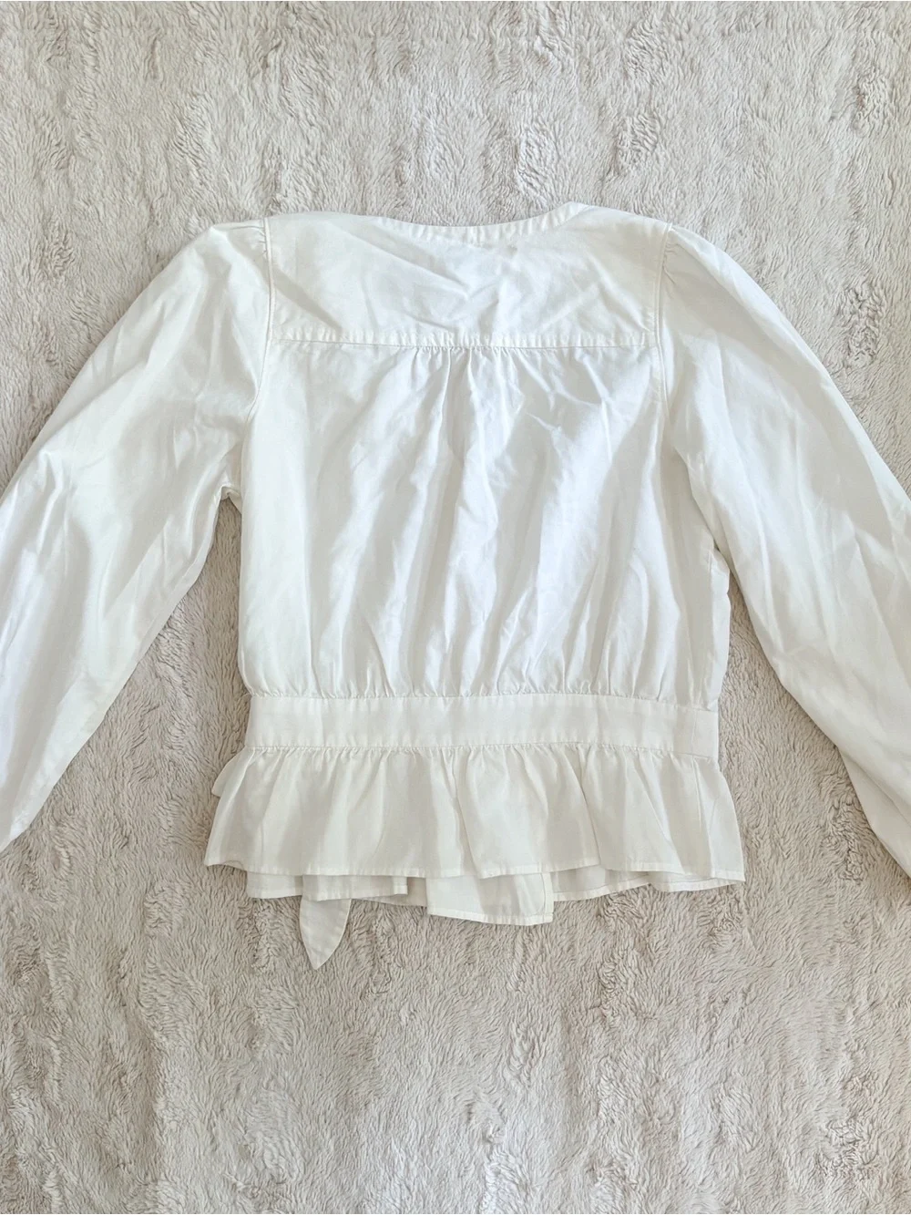 Madewell Puff Sleeve Peplum Wrap Top Pure White NWT Medium